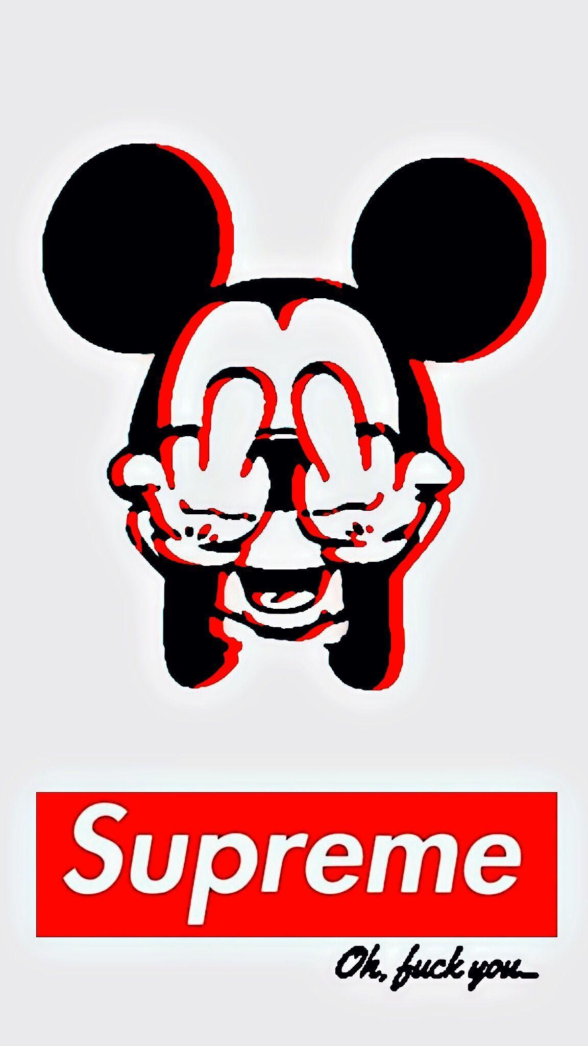 Surpeme Cartoon Logo - middlefinger #supreme #mickeymouse #mickey #mouse #wallpaperiphone ...