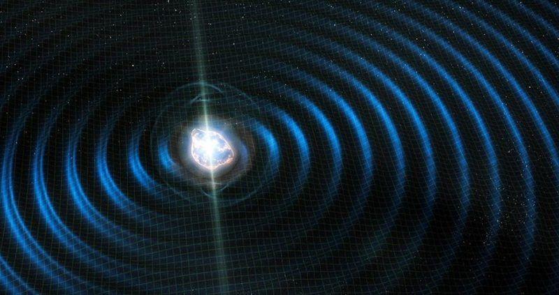 Waves and Stars Blue Circle Logo - Scientists seeking continuous gravitational waves | Space | EarthSky