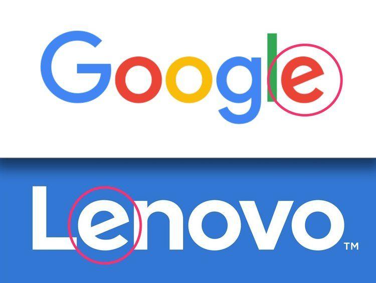 Tech Brand Logo - Google and Lenovo slanted e in new logos