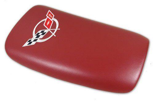 Red and Silver Logo - C5 Corvette Embroidered Console Lid Red with Silver Logo