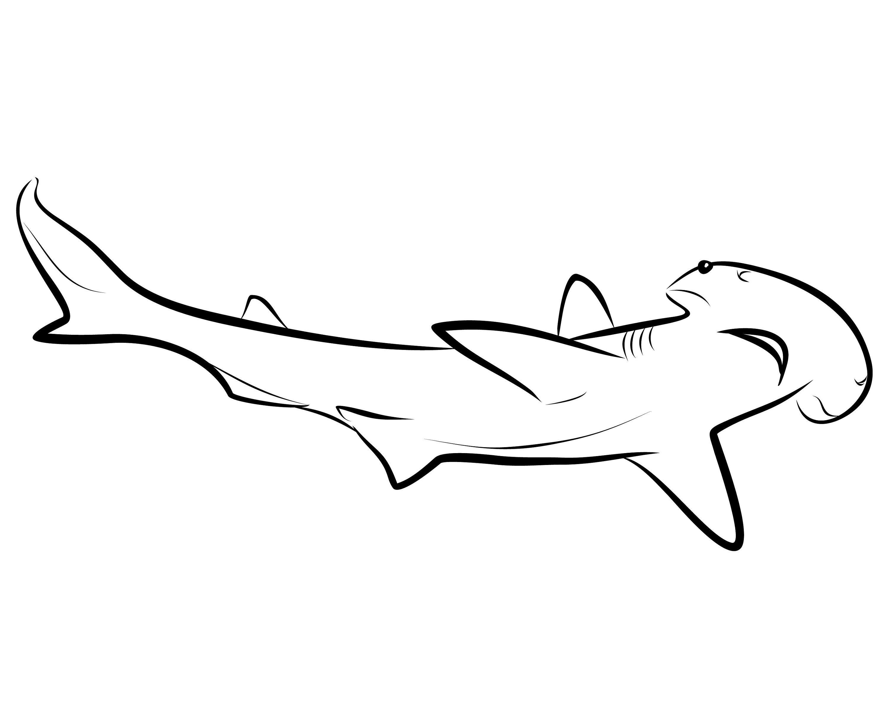 Shark Outline Logo - Hammerhead shark | Etsy