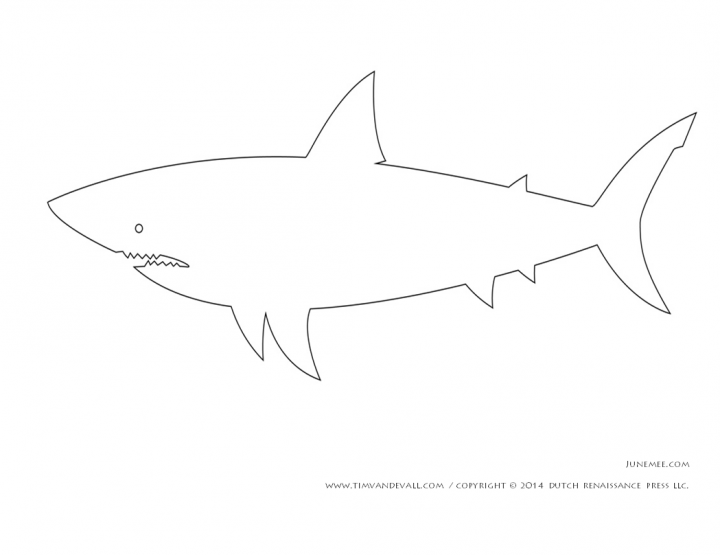 Shark Outline Logo - Shark Mosaic Craft (Free Template)