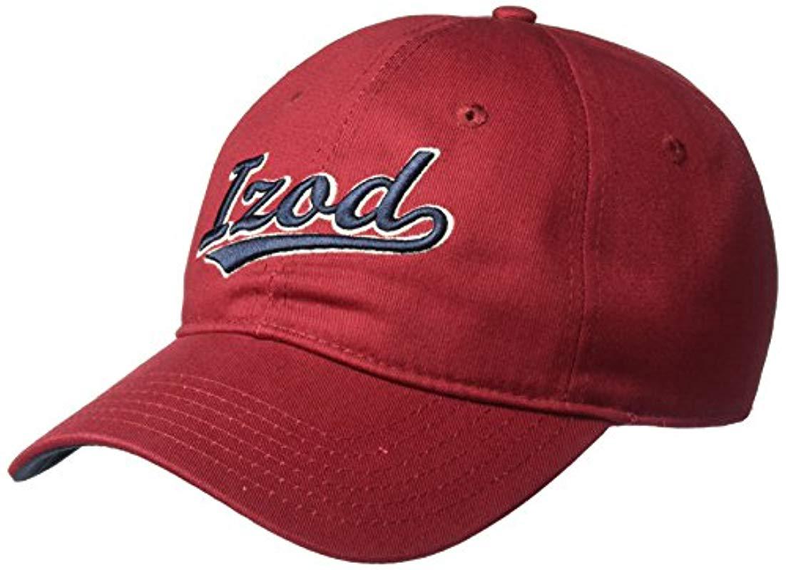 Izod Logo - Lyst - Izod Chain Stitch Script Logo Adjustable Baseball Cap in Red ...