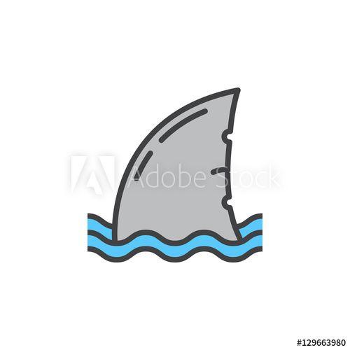 Shark Outline Logo - Shark fin line icon, filled outline vector sign, linear colorful ...