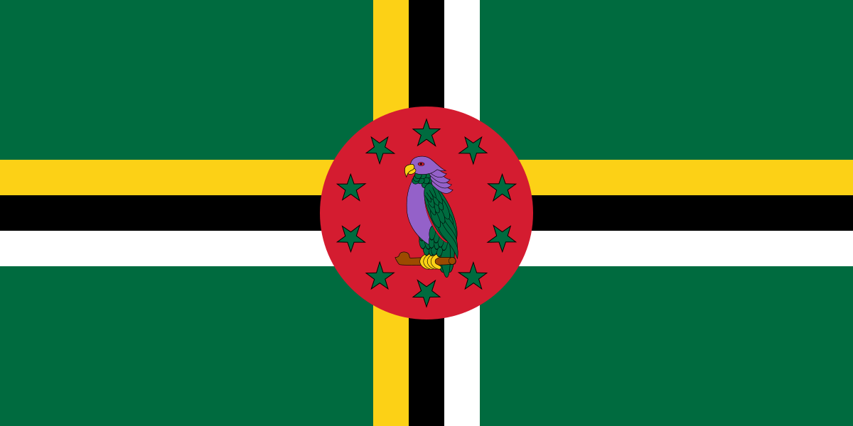 Cross with Red and Green Snake Logo - Flag of Dominica