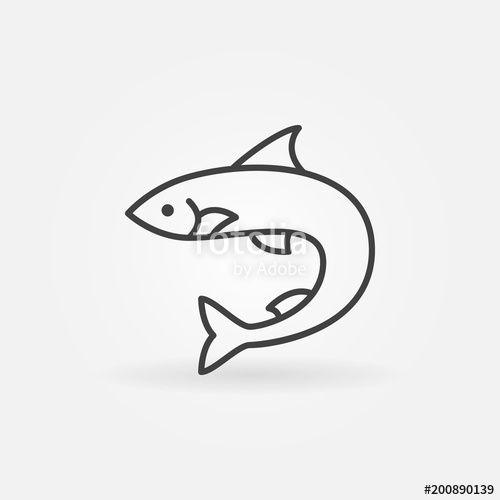 Shark Outline Logo - Salmon fish outline vector icon or logo element