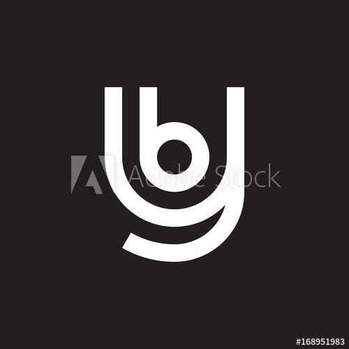 Black Letter B and Y Logo - Initial lowercase letter logo yb, by, b inside y, monogram rounded