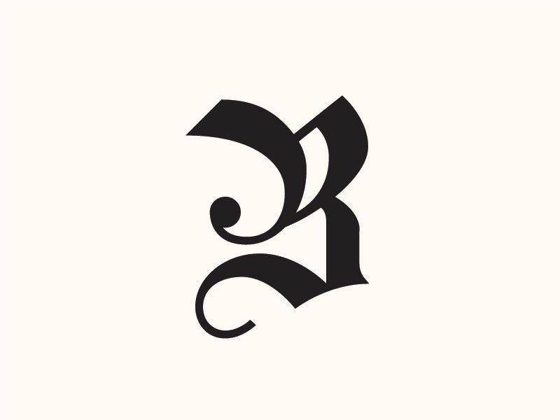 Black Letter B and Y Logo - Blackletter 