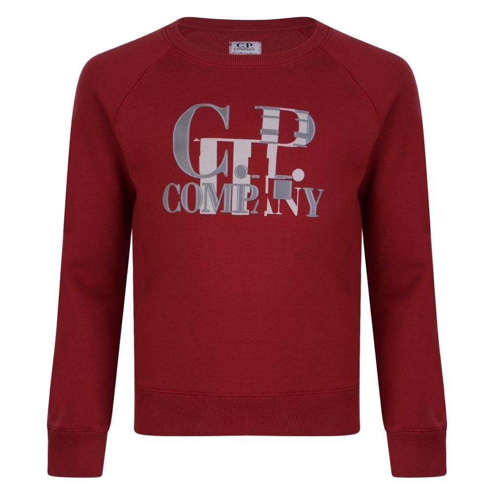Red and Silver Logo - CP Company Boys Red Sweatshirt with Silver Logo Print - CP Company ...