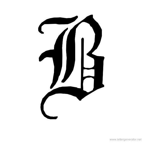 Black Letter B and Y Logo - Old English Alphabet Gallery Printable Alphabets. LETTER