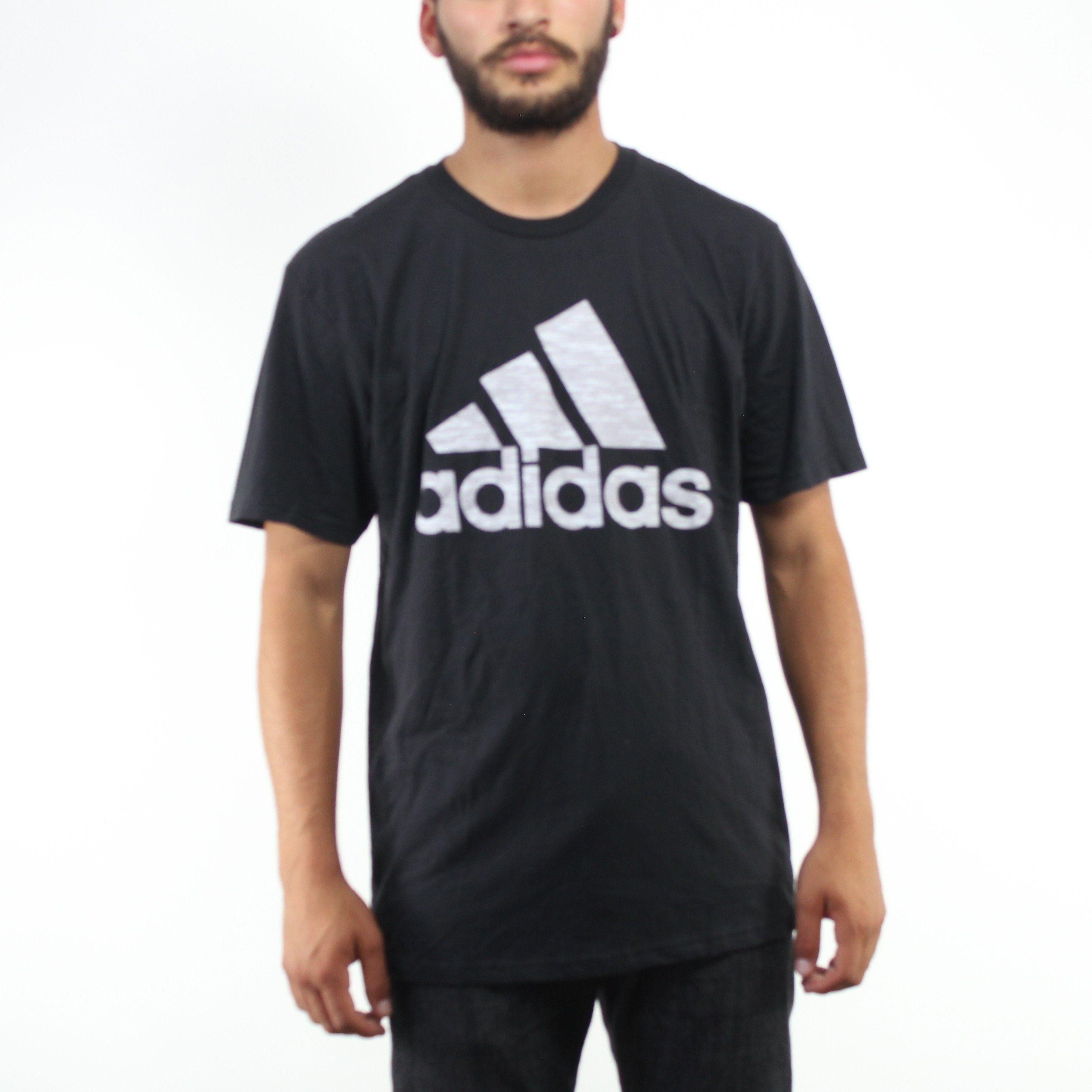 Grey with Lines Logo - Adidas Gray And White Lines Performance Logo Men's Black T-shirt ...