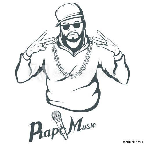 Rapper Logo - Rap music logo. Rapper skull on white background. Lettering with a