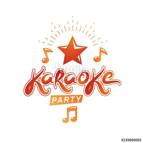 Musical Star Logo - Karaoke party vector writing composed with musical notes and star ...