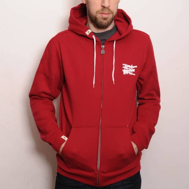 Red No Logo - Altamont No Logo Zip Fleece Red - Hooded Tops from Native Skate Store UK