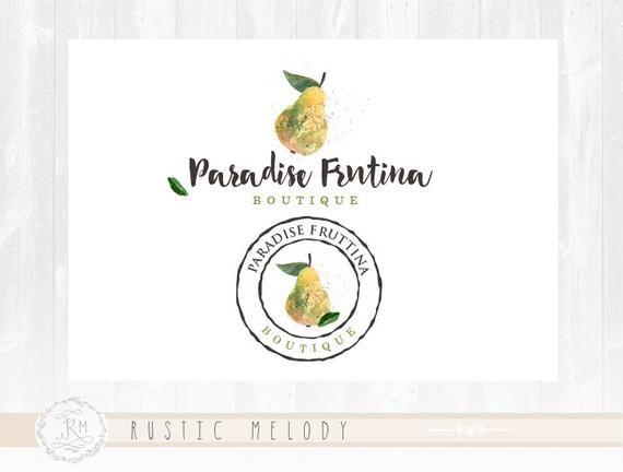 Paradise Natural Logo - Pear Logo Design Fruit Logo Food Logo Natural Logo Organic | Etsy
