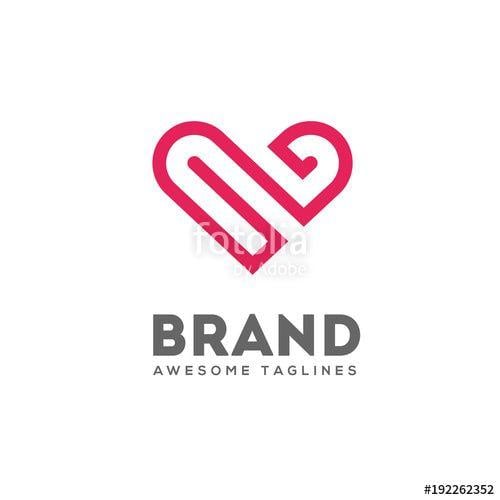 Romantic Logo - heart lines logo concept, Simple love lines romantic logo.Concept