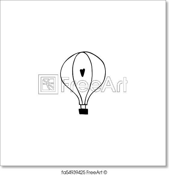 Romantic Logo - Free art print of Air balloon romantic logo element. Vector hand