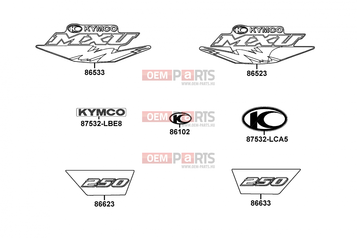 Kymco Logo - Kymco MXU 250 LB50AD F27 Emblem Stripe exploded drawing > oem-parts.hu