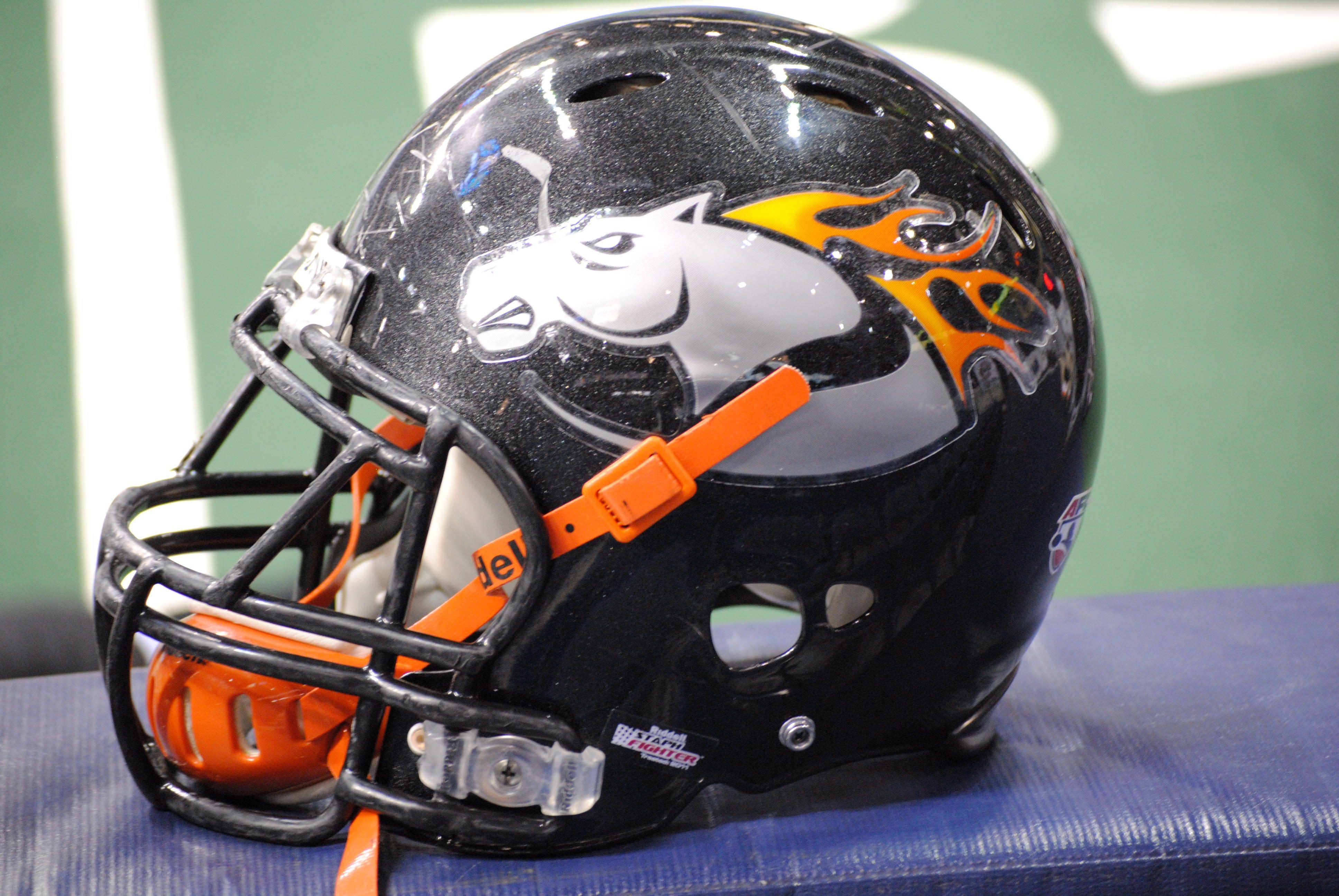 Mustang Football Helmet Logo - Milwaukee Mustangs helmet, 2011. The Mustangs have one