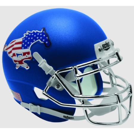 Mustang Football Helmet Logo - SMU Mustangs Blue with Patriotic Decal Schutt XP Mini Helmet ...