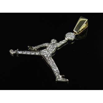 Diamond Jordan Logo - Jewelry Unlimited 10K Yellow Gold Jumpman Jordan Logo Real Diamond ...