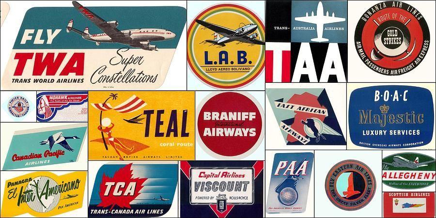 Vintage Airline Logo - Vintage Airlines Logos Canvas Print / Canvas Art by Don Struke ...