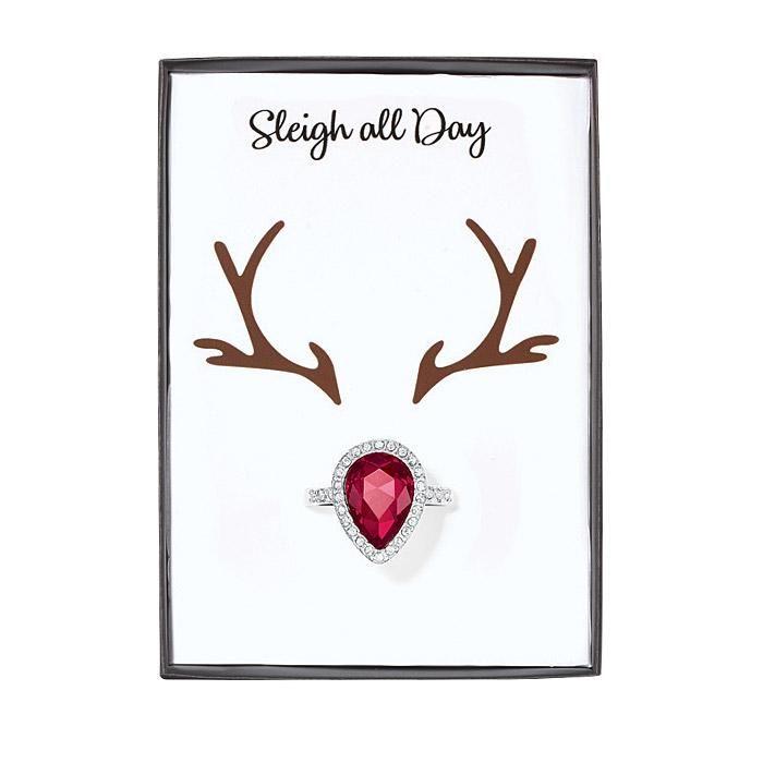 Red Teardrop Logo - Red Teardrop Ring on Reindeer Card - Top Quality by AVON
