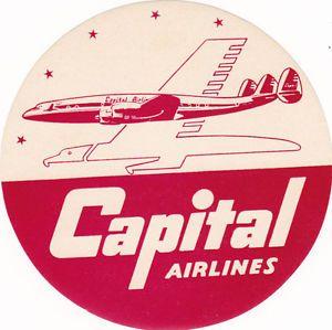 Red Bird Airline Logo - Vintage Airline Luggage Label CAPITAL AIRLINES logo bird & turbo ...