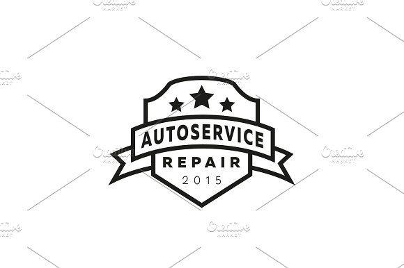 Flat Star Logo - Service auto repair, coat of arms shield, hammer, wheel logo sign ...