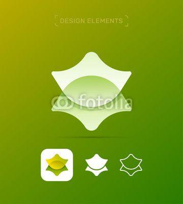 Flat Star Logo - Vector abstract star logo design elements. Material design, origami ...