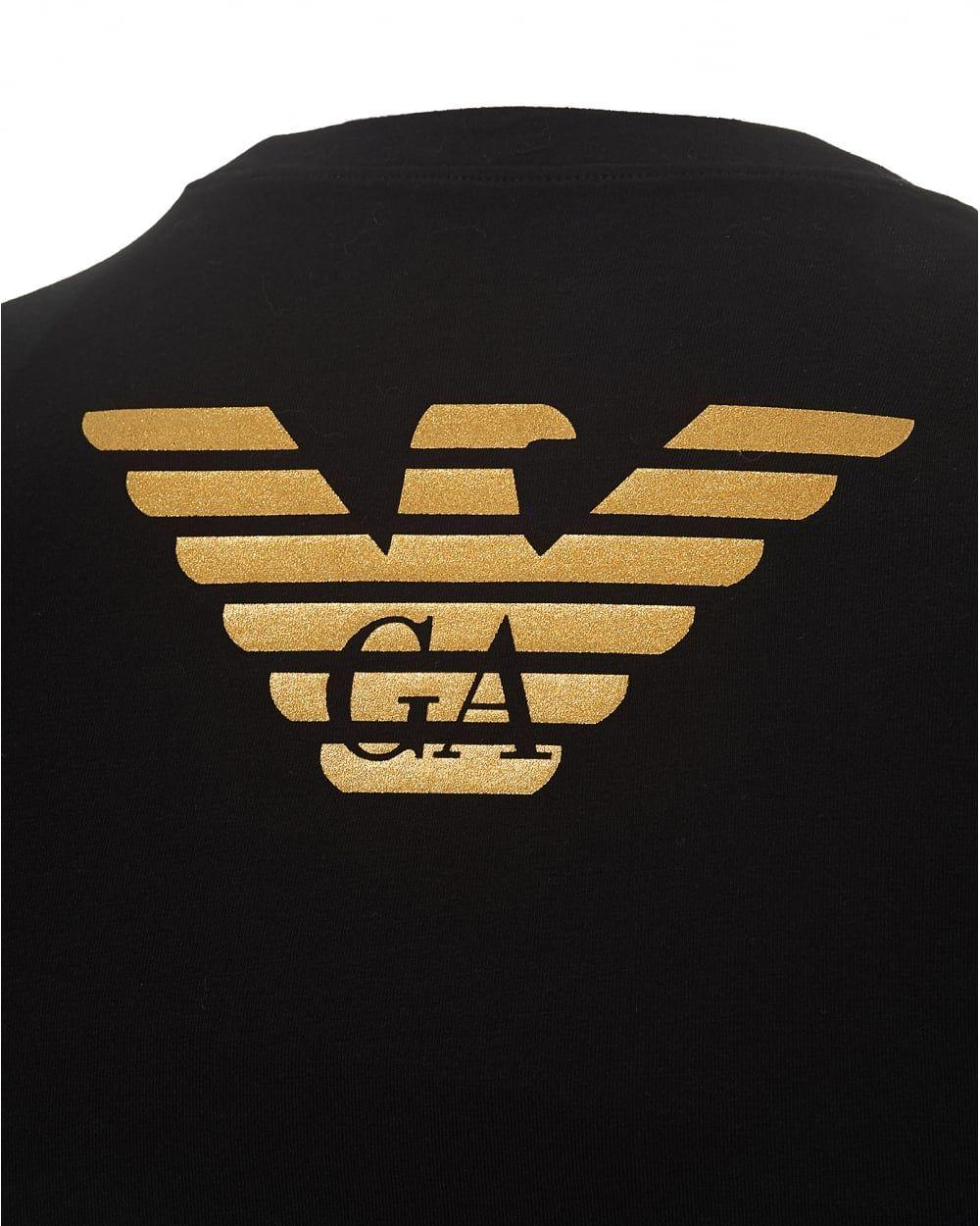 Emporio Armani Logo - Emporio Armani Mens Metal Eagle T Shirt, Large Back Logo Black Tee