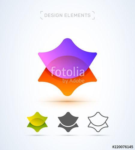 Flat Star Logo - Vector abstract star logo elements. Material design, origami, flat ...