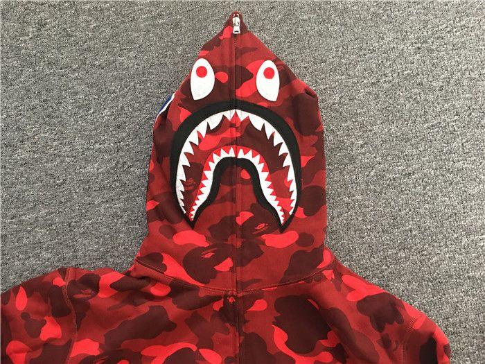 Red BAPE Shark Logo - Bape Shark Hoodie Red Camo Full Zip, Sweaters & Hoodies
