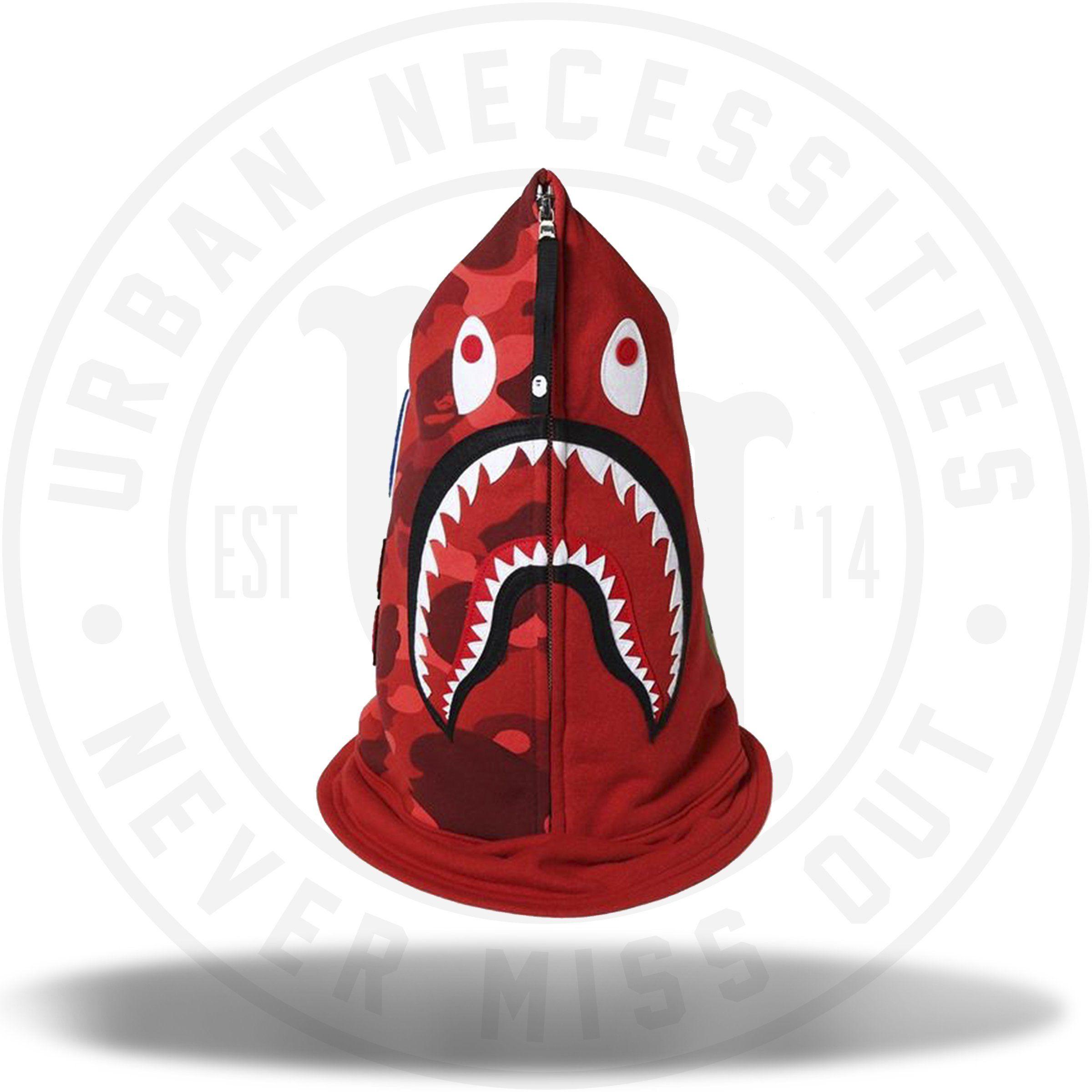 Red BAPE Shark Logo - Bape Shark Hood Mask Red Camo – Urban Necessities