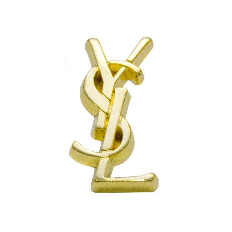 YSL Gold Logo - Yves Saint Laurent YSL Gold Tone Logo Pin