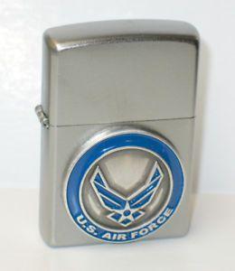 New USAF Logo - Zippo 205 Matte Chrome Blue Wings US Air Force USAF Logo Lighter ...