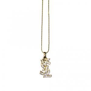 YSL Gold Logo - Gold YSL Logo Chain With Crystal Accents – RSTKD Vintage