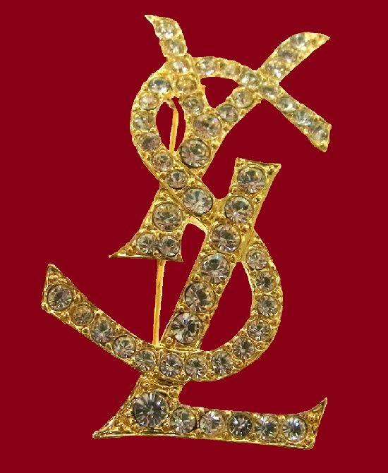 YSL Gold Logo - Yves Saint Laurent YSL costume jewellery - Kaleidoscope effect