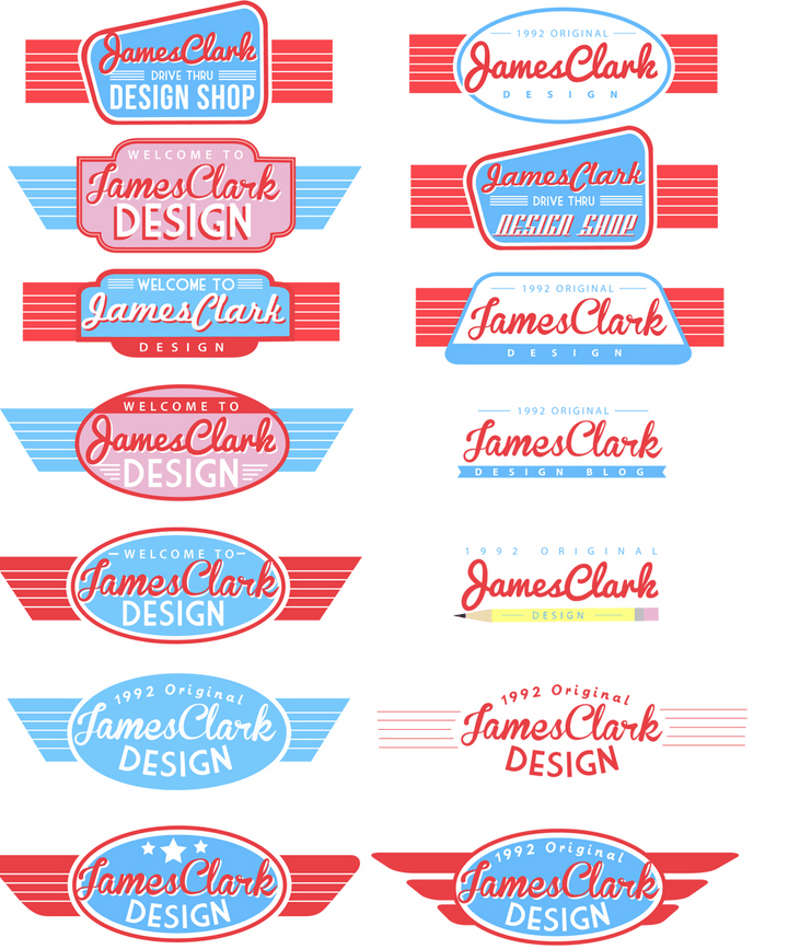 1950s Logo - 1950s American Diner style banners. Cafës. Logo design