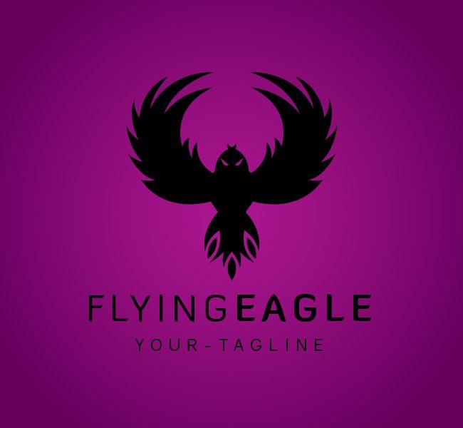 Black and Purple Logo - Flying Eagle Logo & Business Card Template Design Love