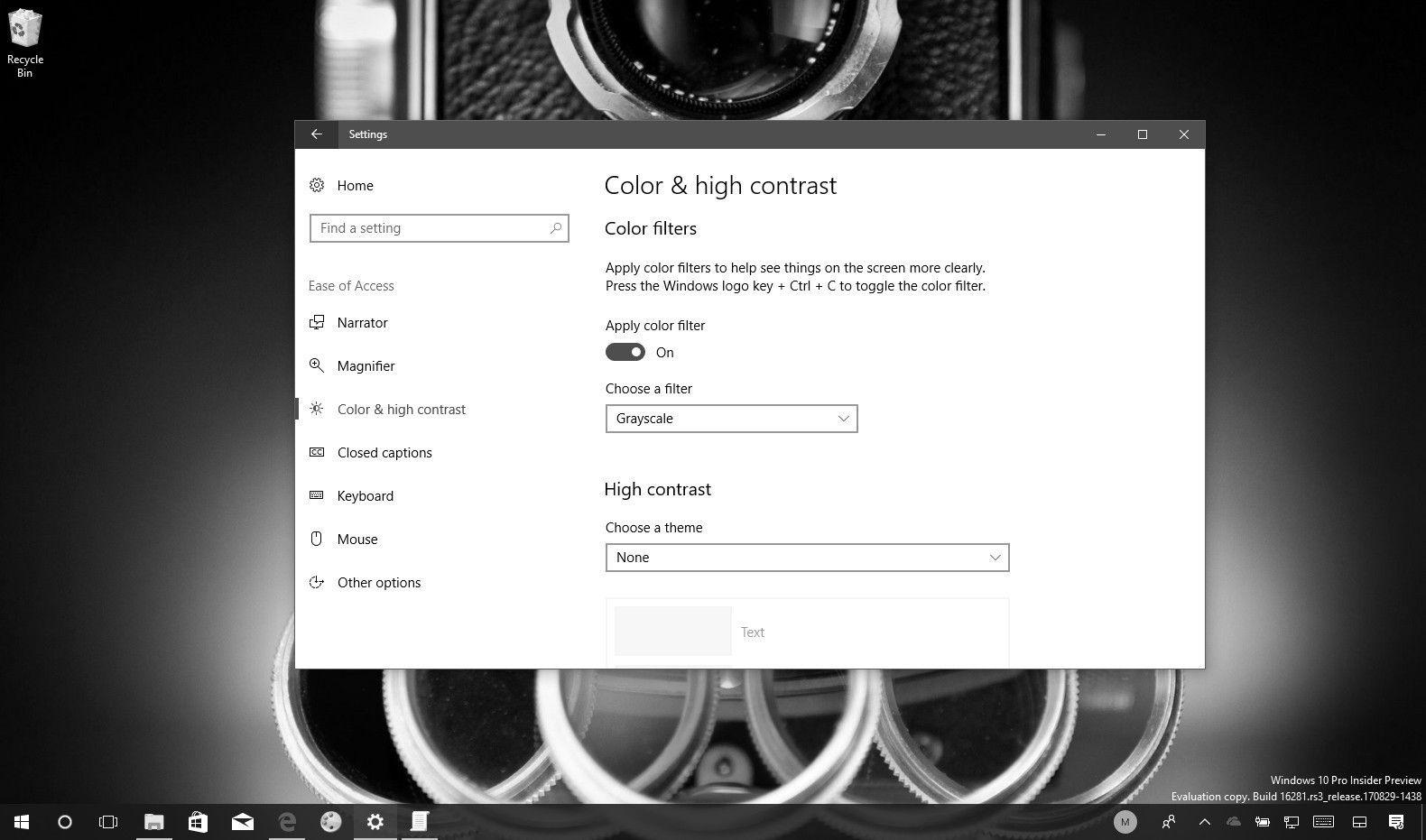 Black and White Windows Logo - How to enable color filters in the Windows 10 Fall Creators Update