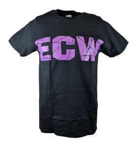 Black and Purple Logo - ECW Barbed Wire Purple Logo Mens Black T Shirt
