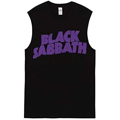 Black and Purple Logo - Black Sabbath Purple Logo Muscle Tank Top -: Amazon.co.uk
