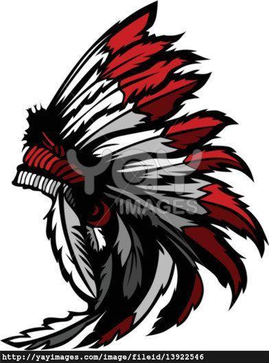 Black and Red Indians Logo - Black and White Cartoon Feather. American Native Indian Feather
