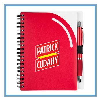 Red Spiral Company Logo - Logo Or Company Name Print Spiral Notebook Notebook With Pen