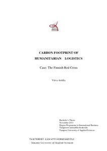 White with Red Cross Logistics Logo - Carbon footprint of humanitarian logistics : Case the Finnish Red Cross