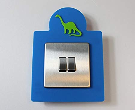 Light Blue Lime Green Logo - Dinosaur Single Light Switch Socket Acrylic Surround Colour Kids