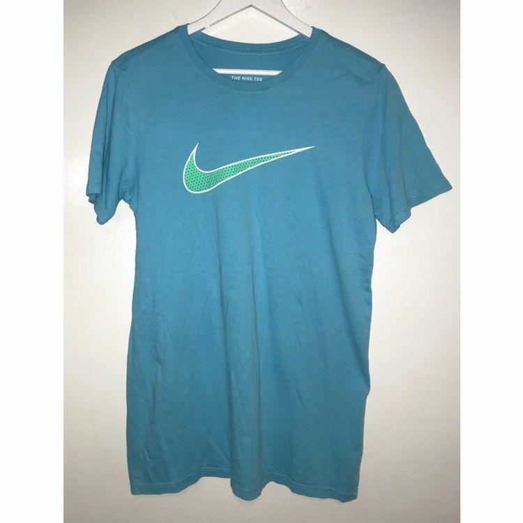 Light Blue Lime Green Logo - Nike Unisex Light Blue Turquoise T Shirt W/ Light Lime Green Dotted