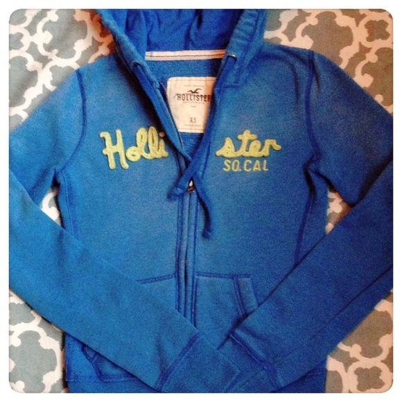 Light Blue Lime Green Logo - Sky Blue Hollister Hoodie Full zip sky blue/light blue hoodie with ...