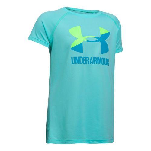 Light Blue Lime Green Logo - Under Armour Solid Big Logo T Shirt Girls Blue, Lime Buy